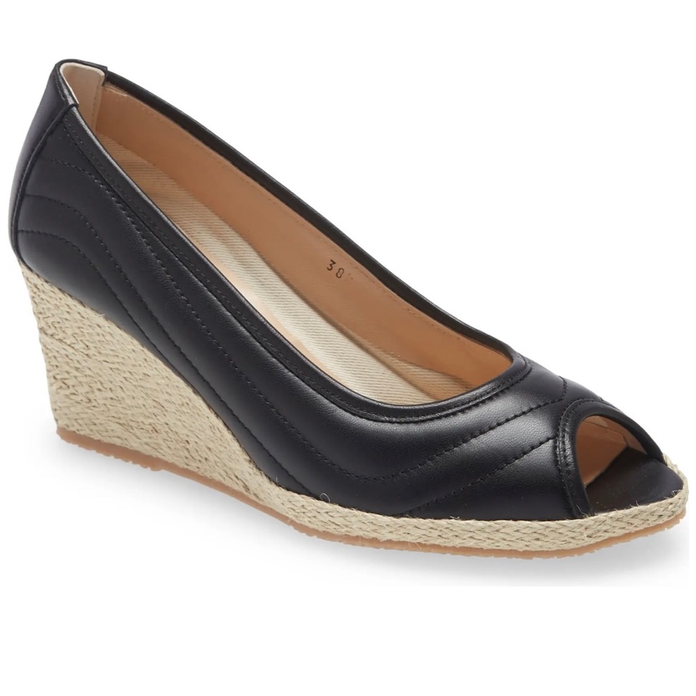 Ron White Ellary Espadrille Wedge Sandals | Quilted Leather  Heels | Size 8 US